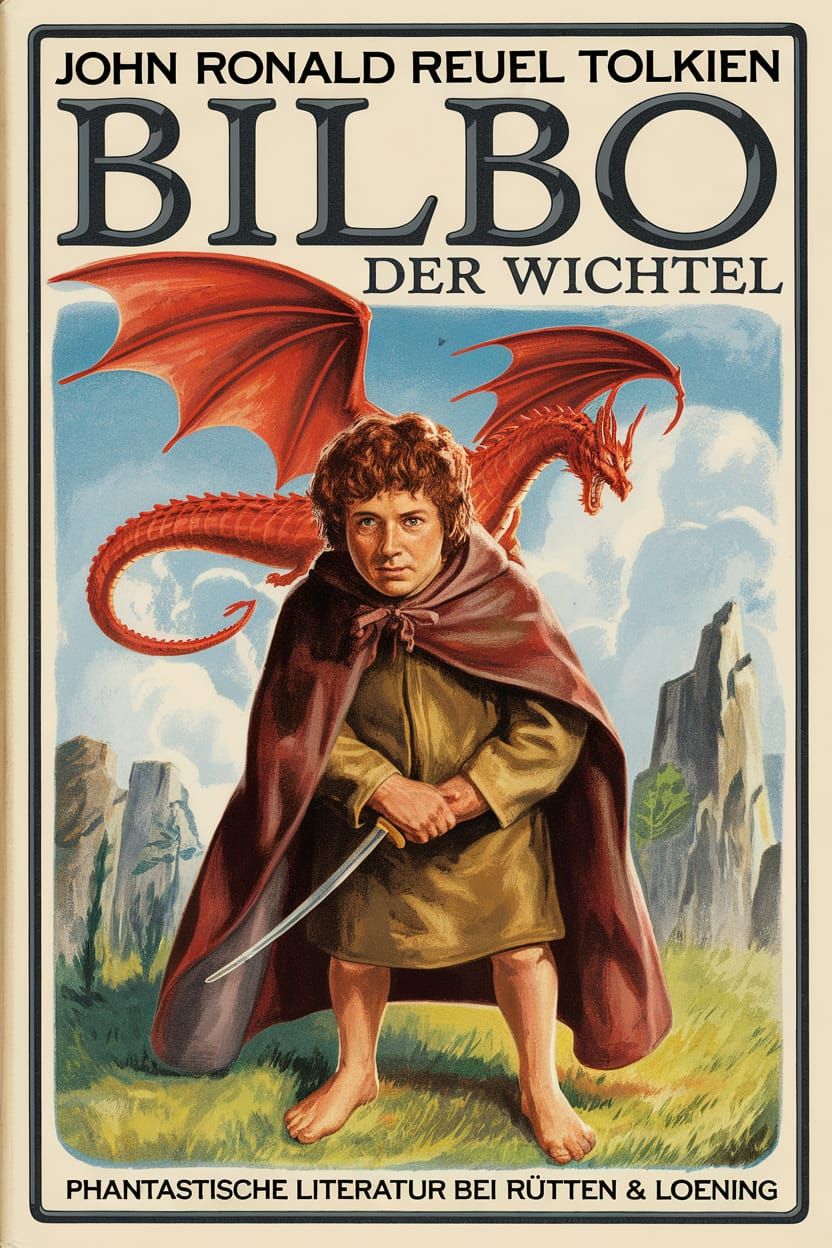 Fictional german edition of "The Hobbit" ("Bilbo, der Wichte...