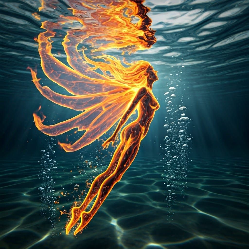 Fire Nymph Swimming Underwater