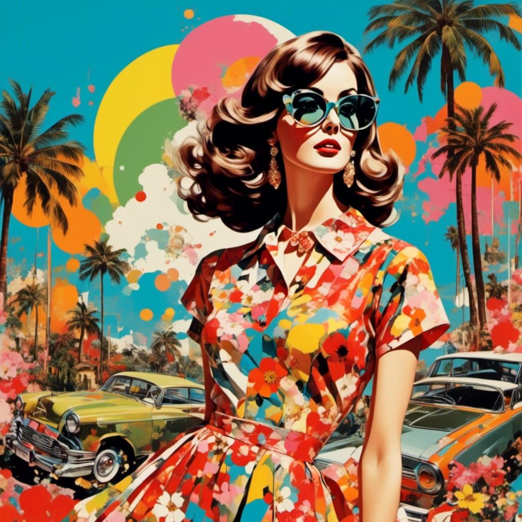 Retro Pop Art Girl on Roller Skates