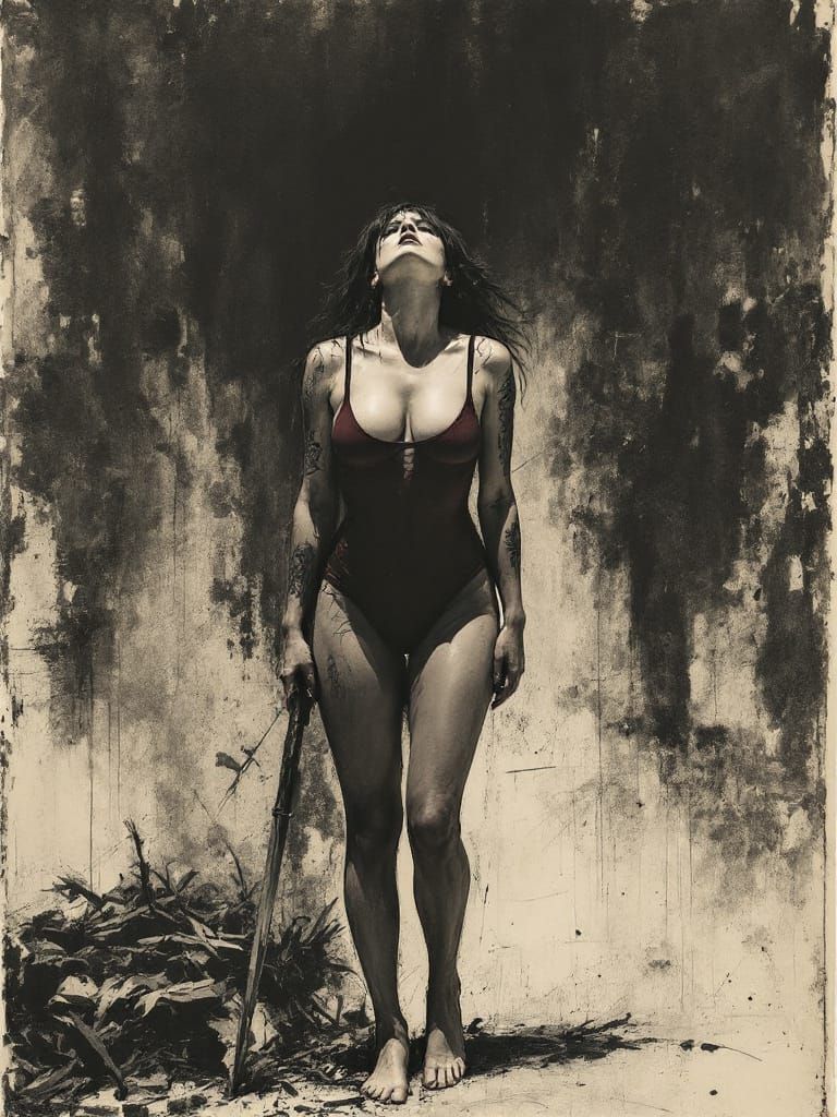 German Expressionist Pin-Up Woman on Boardwalk