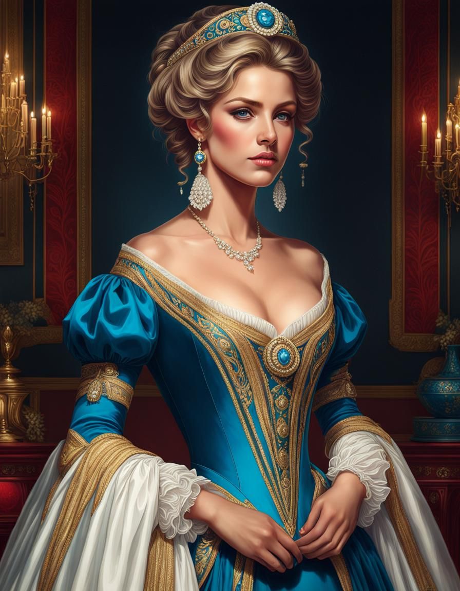 Regency Beauty at Country Ball: Hyperrealistic Gown