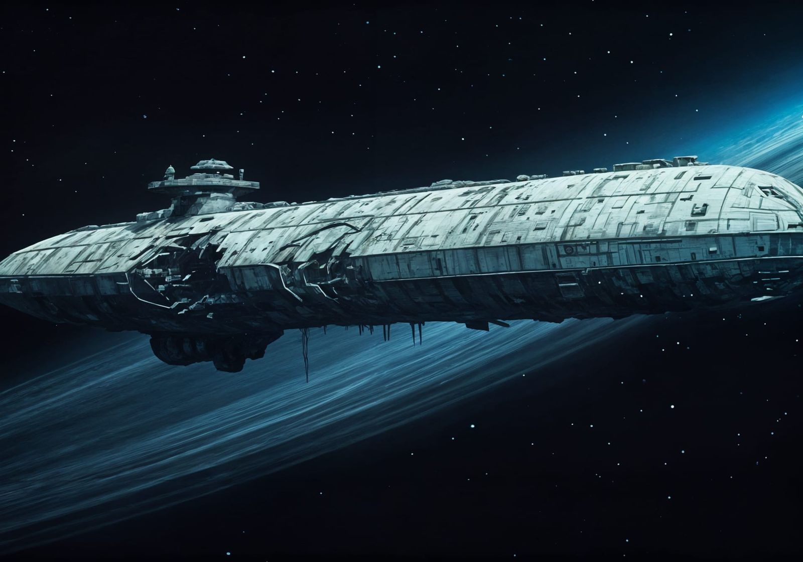 Abandoned Spaceship in Desolate Space