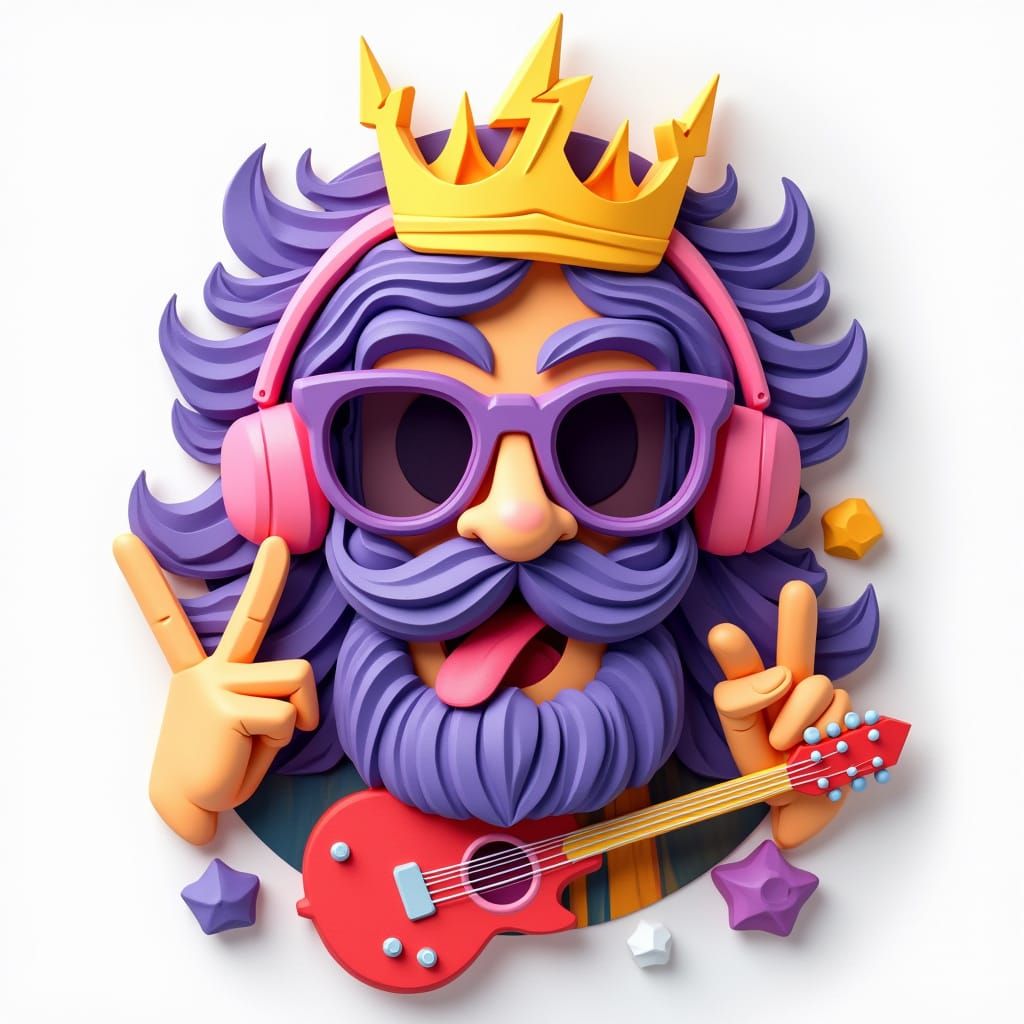 Funky Man Portrait in Vibrant Paper-Cut Style