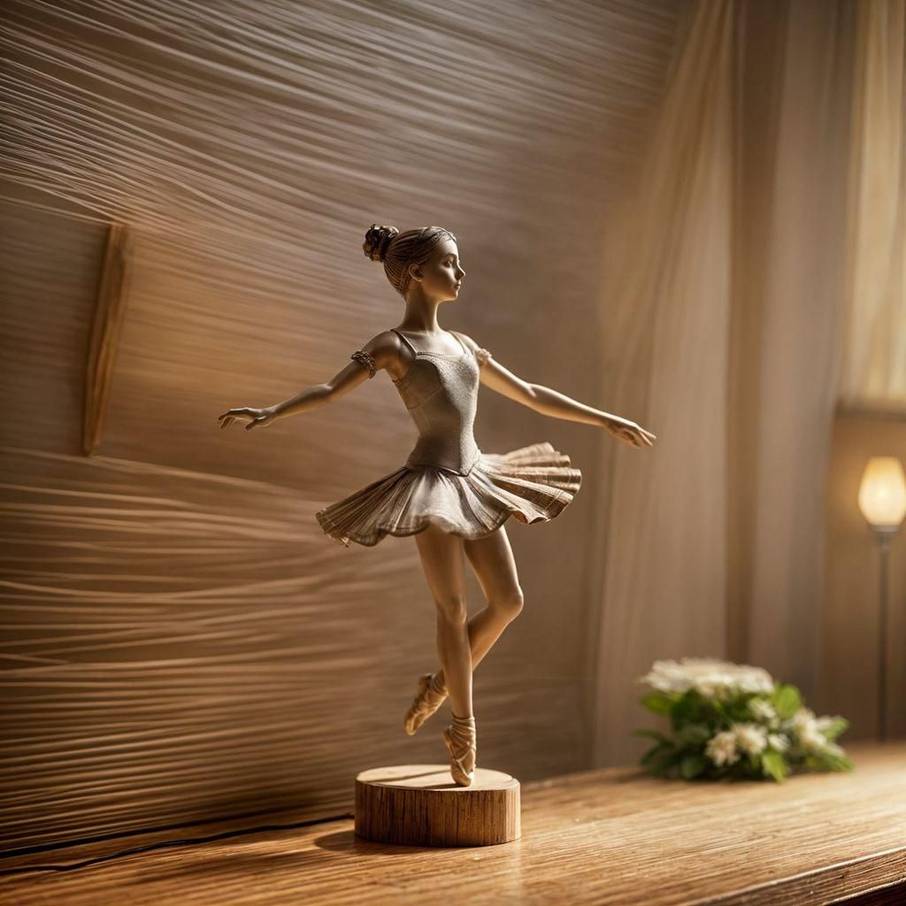 Cedar Ballerina Figurine in Crepuscular Light