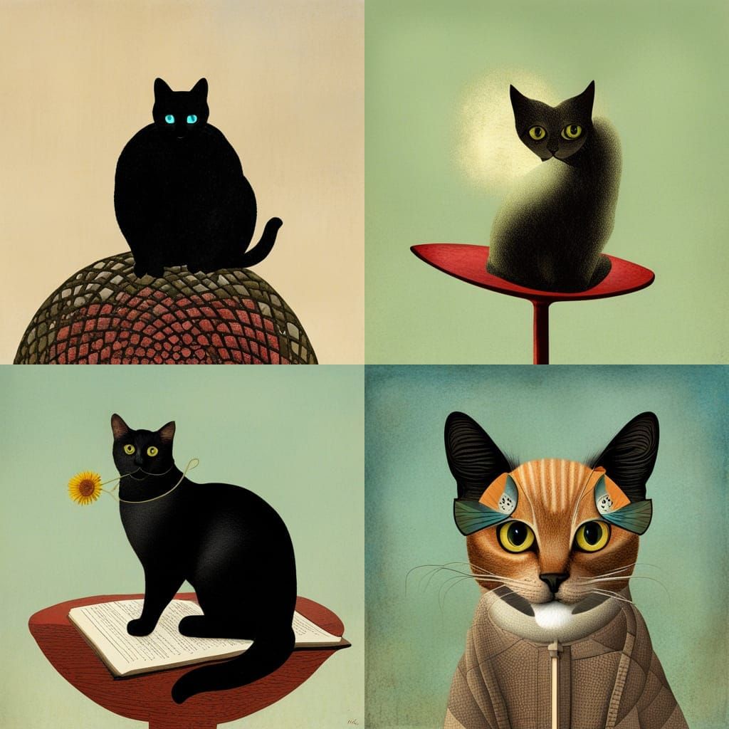 Stylized Cat in Graphic Illustrative Design