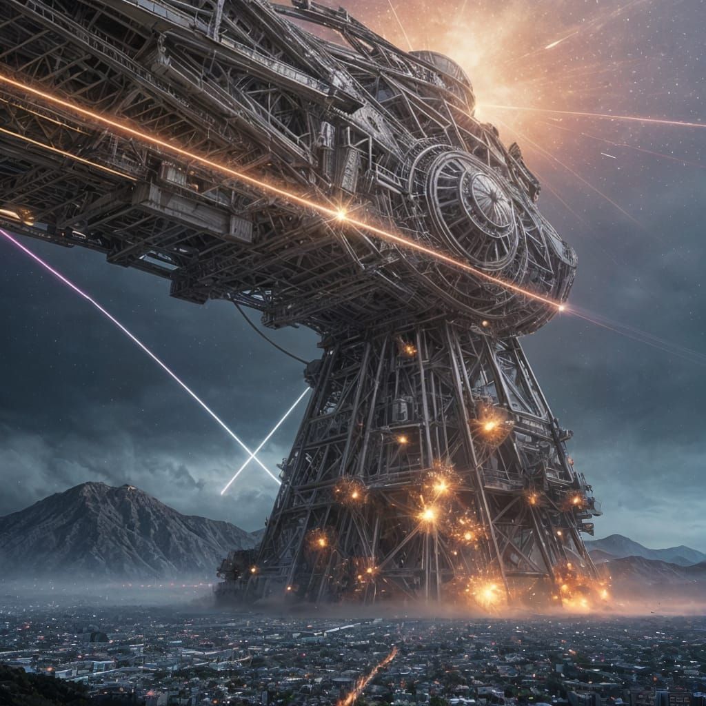 Hyperrealistic UFO Invasion of Hollywood Sign