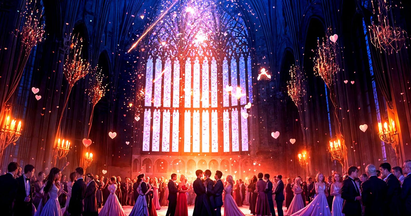 Magical Valentine Ball at Hogwarts in Whimsical Style