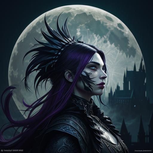 Gothic Woman Unveiling Under Moonlight: Anime Aesthetic