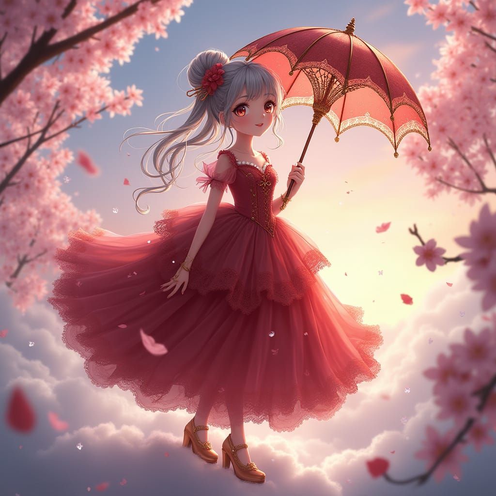 Little Princess in Sakura Dreamscape