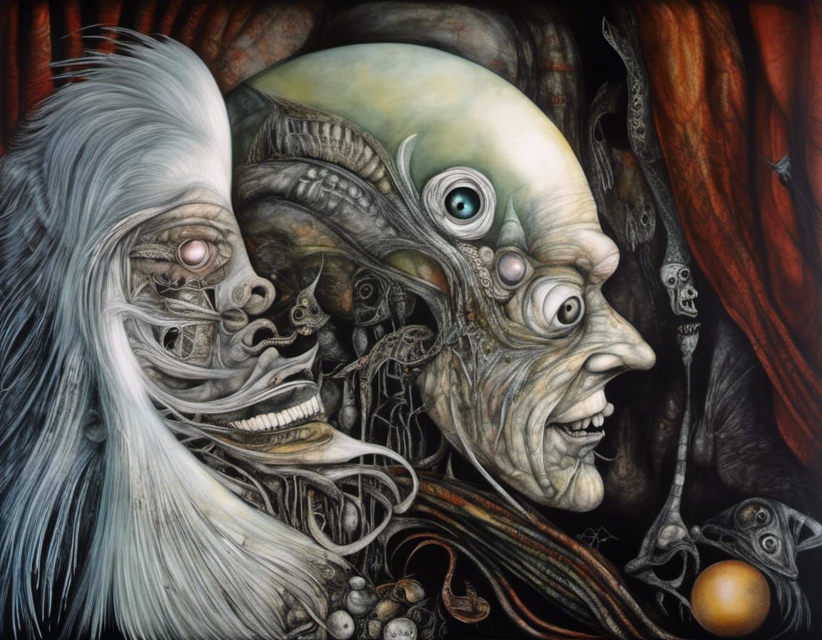 Surreal Eye Monster in Post-Apocalyptic Art Nouveau