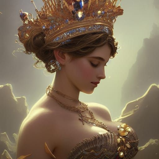 Goddess Mermaid Portrait in Hyperdetailed Style