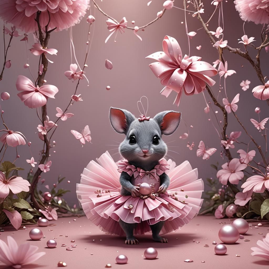 Coquette Shrew in Pink Tutu: Fantasy Ballet Art