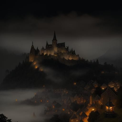 Bubonic Plague Castle in Haunting Fog