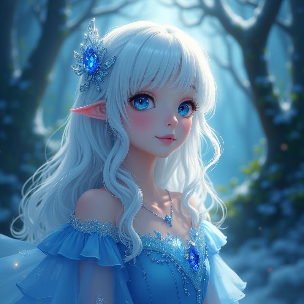 Angelical Girl in Enchanted Forest