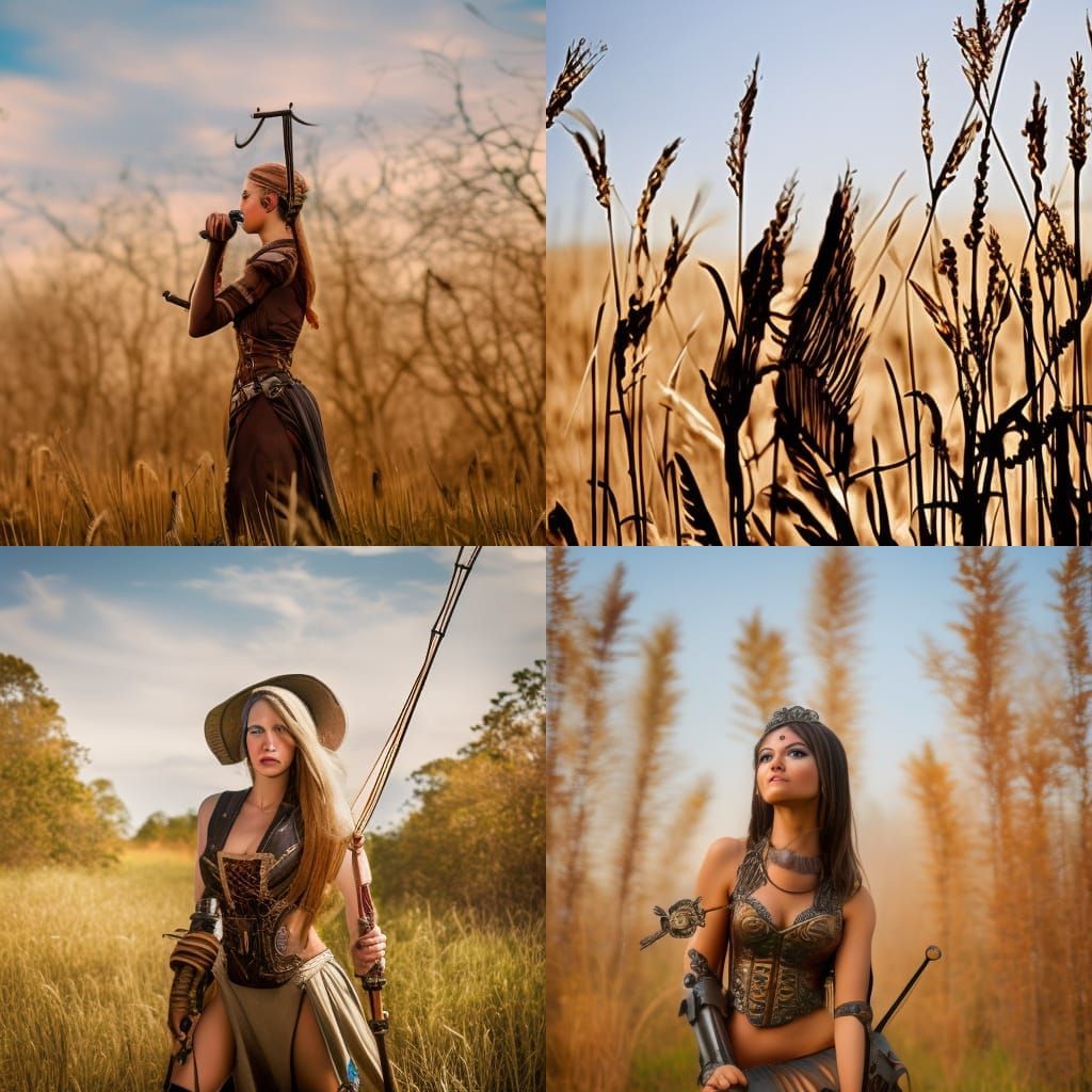 Female Archer in Wheat Field: Professional Photography