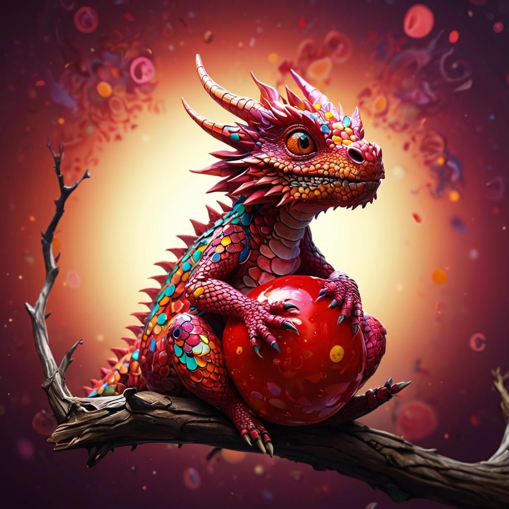 Cherry Dragon Concept Art in Playful Style