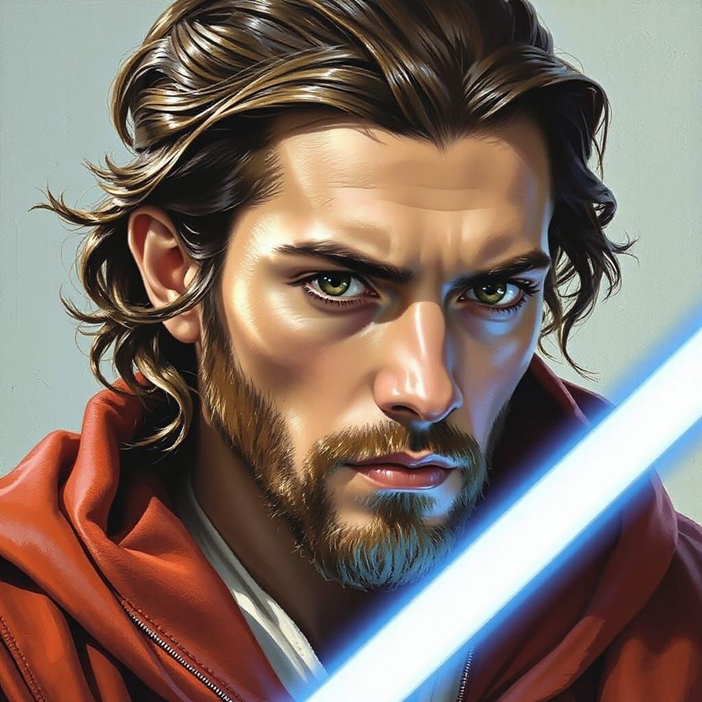 Rey Skywalker Portrait in Sci-Fi Oil Painting Style