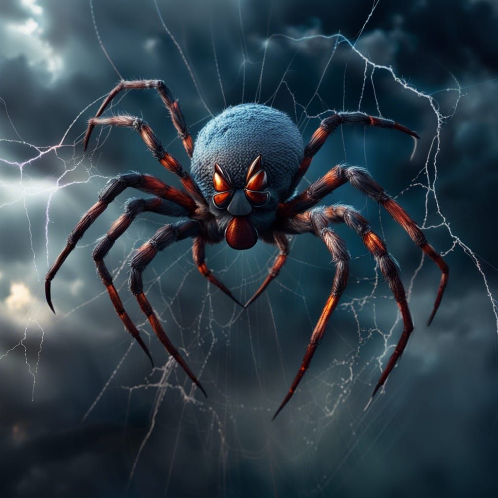 Hyperrealistic Spider Storm in Deep Color