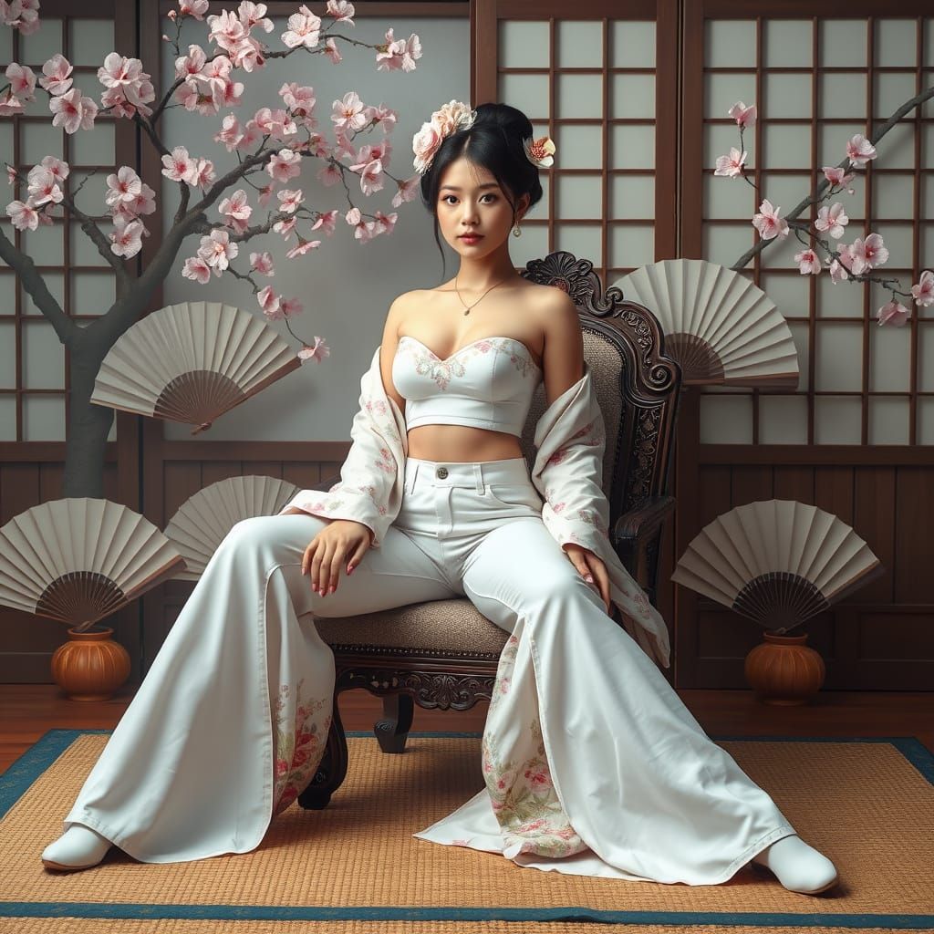 Geisha in Jeans: A Photorealistic Japanese Scene