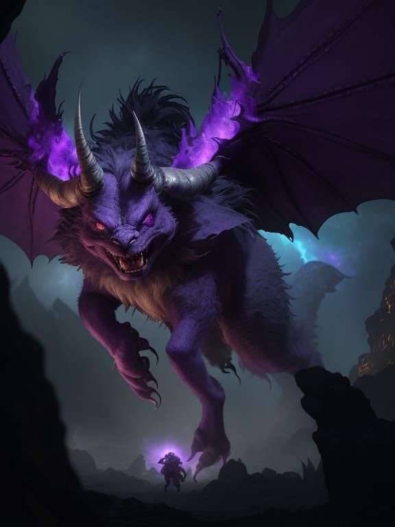 Flying One-Eyed Purple Monster in 3D Game Art