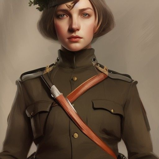 Nordic Woman in WWI Uniform: Cell-Shaded Portrait