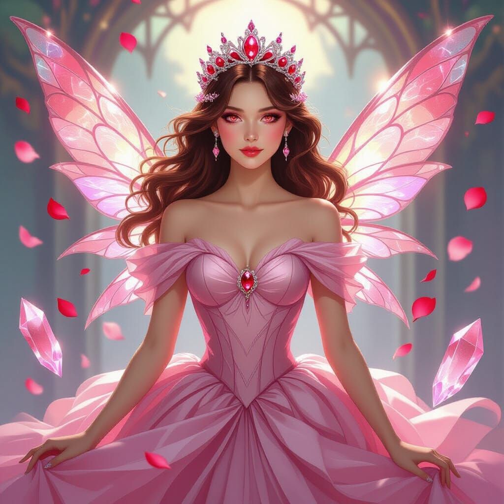 Rose Princess with Crystalline Gown, in Art Nouveau Style