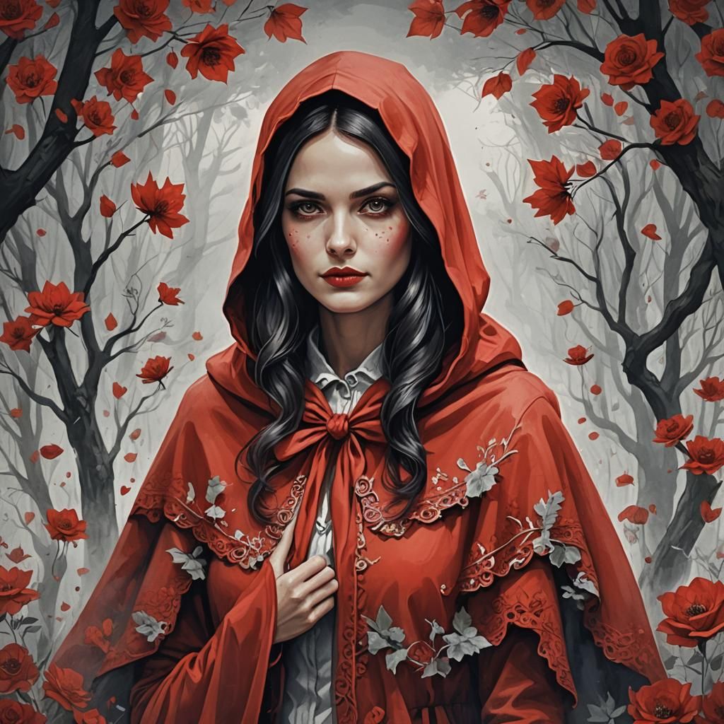 Cancer Woman as Little Red Riding Hood