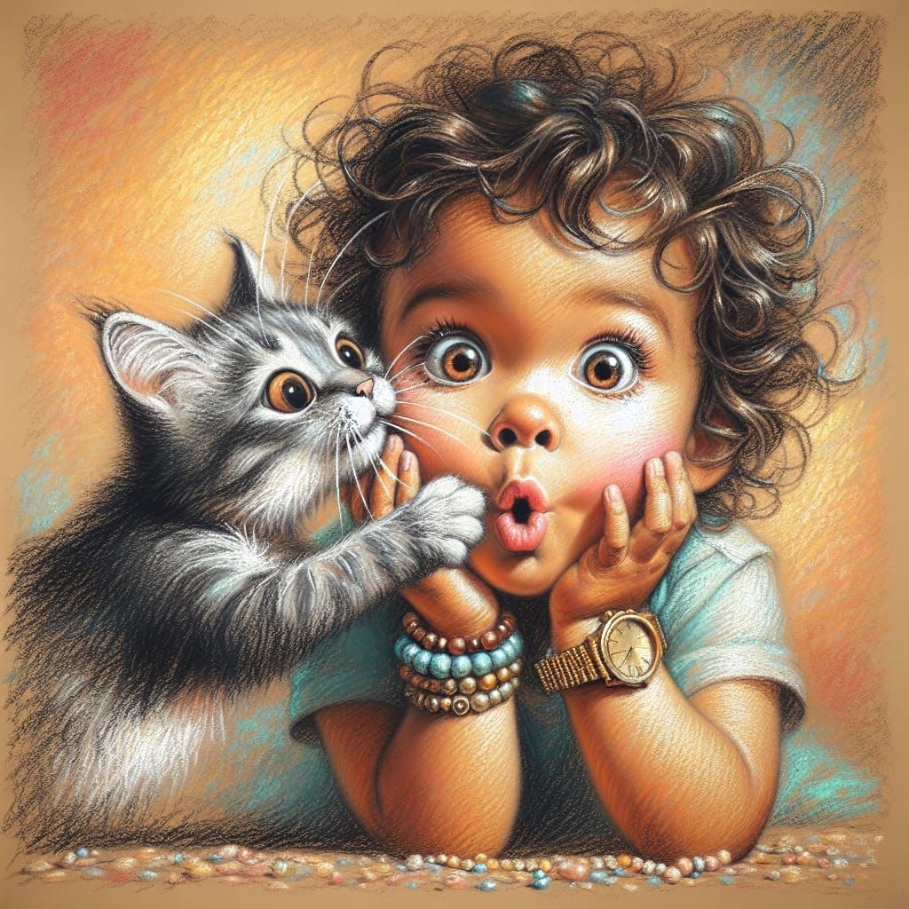 Childful Moment of Whimsy in Pastel Art