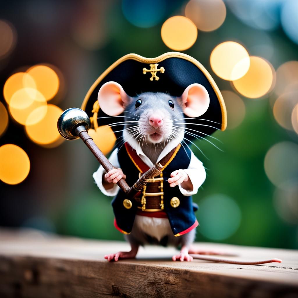 Rat Pirate Portrait: Professional Photography Style