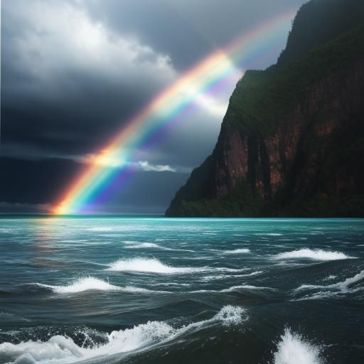 Hyperrealistic Rainbows Over Water in High Definition