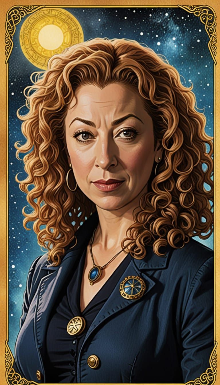 Timeless Riversong as Tarot Card in Whimsical Fantasy Style