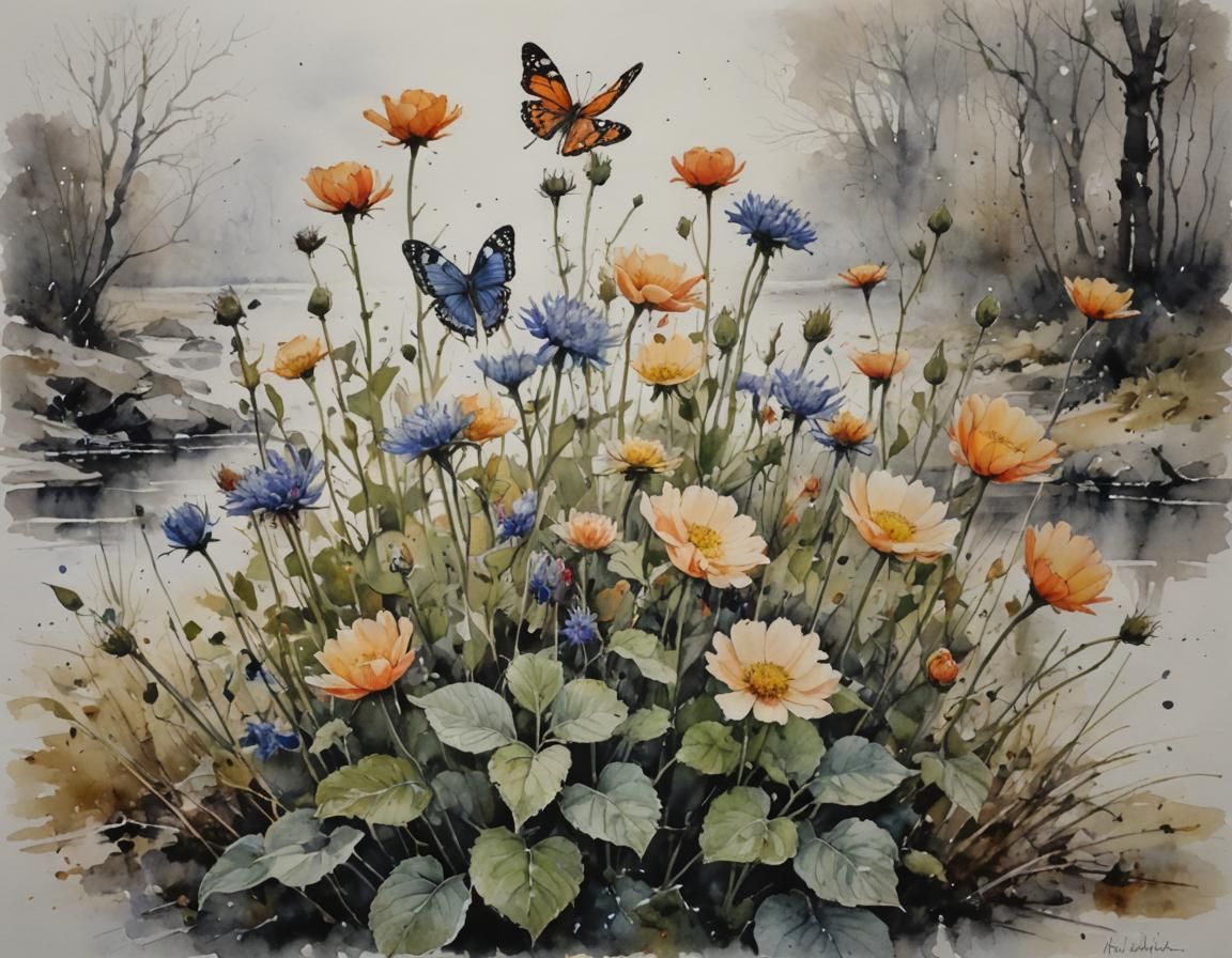 Whimsical Watercolor and Ink Fantasy Illustration