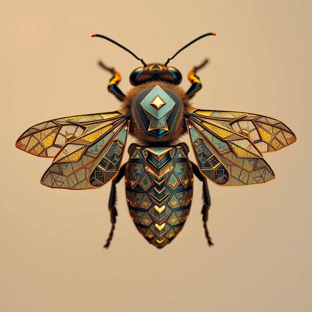 Luxurious Art Deco Bee in Mid-Air