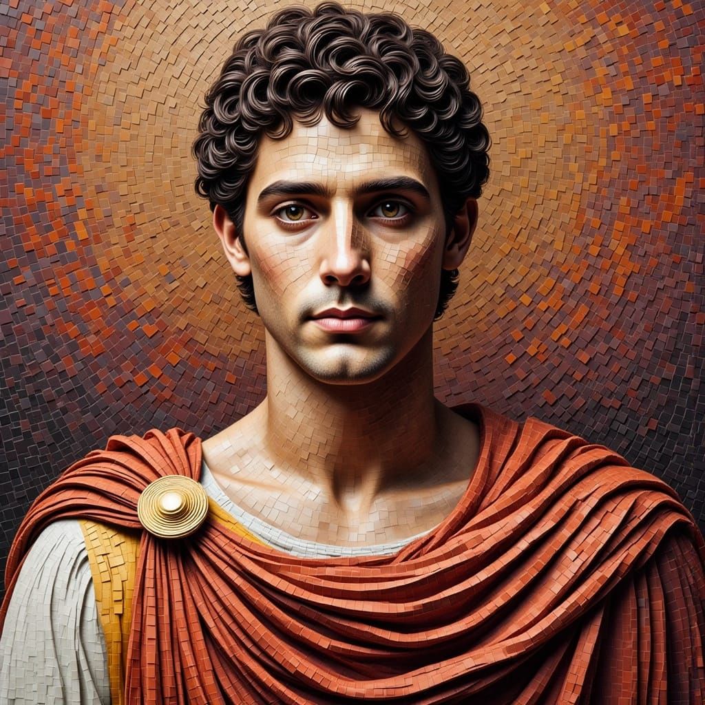 Julius Caesar Mosaic Portrait in Digital Art Style