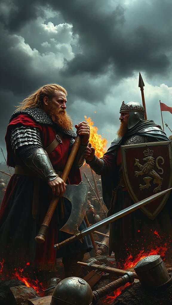 Epic Battle of Two Kings in Hyper-Realistic Viking and Engli...