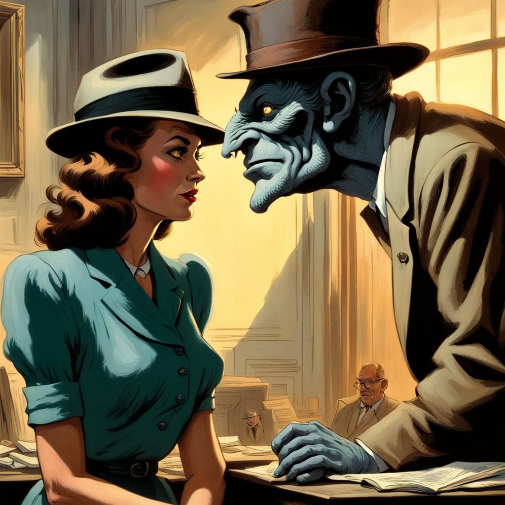 Private Eye and Gargoyle, Horror Art Style