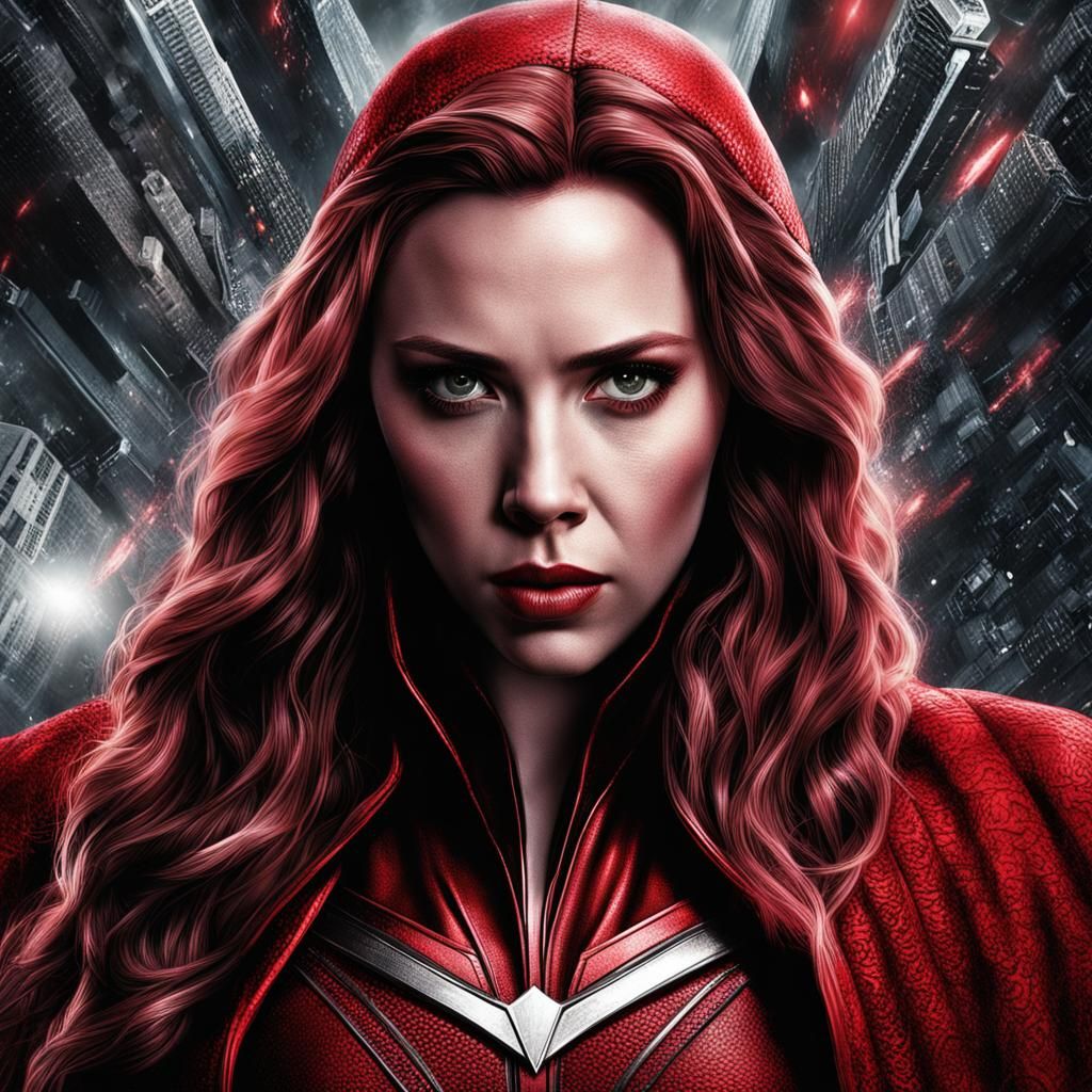 Scarlet Witch Hyperrealistic Cinematic Portrait