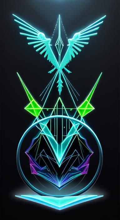 Geometric Non-Human Symbols in Neon Colors