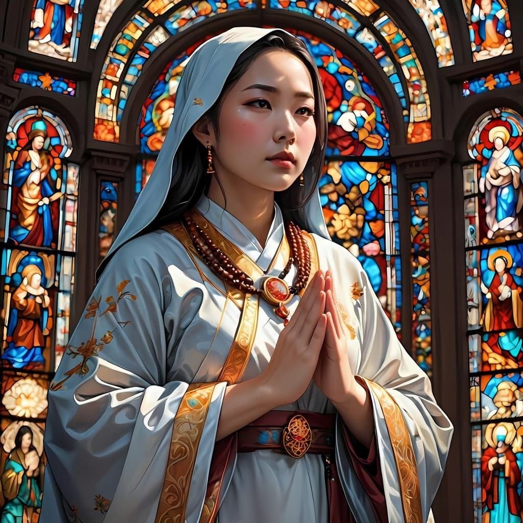 Buddhist Monastic Beauty in Anime-Inspired Realism