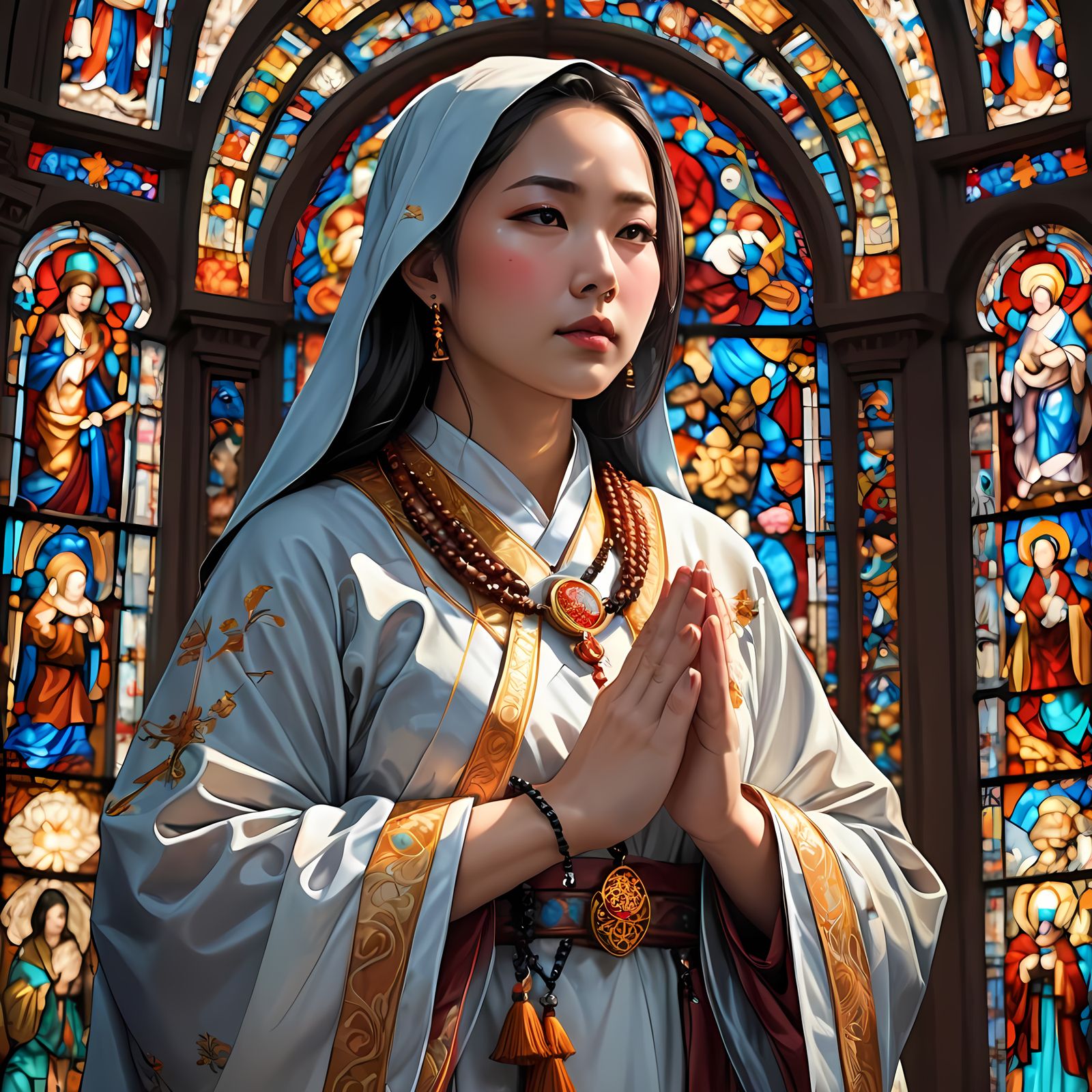 Buddhist Monastic Beauty in Anime-Inspired Realism