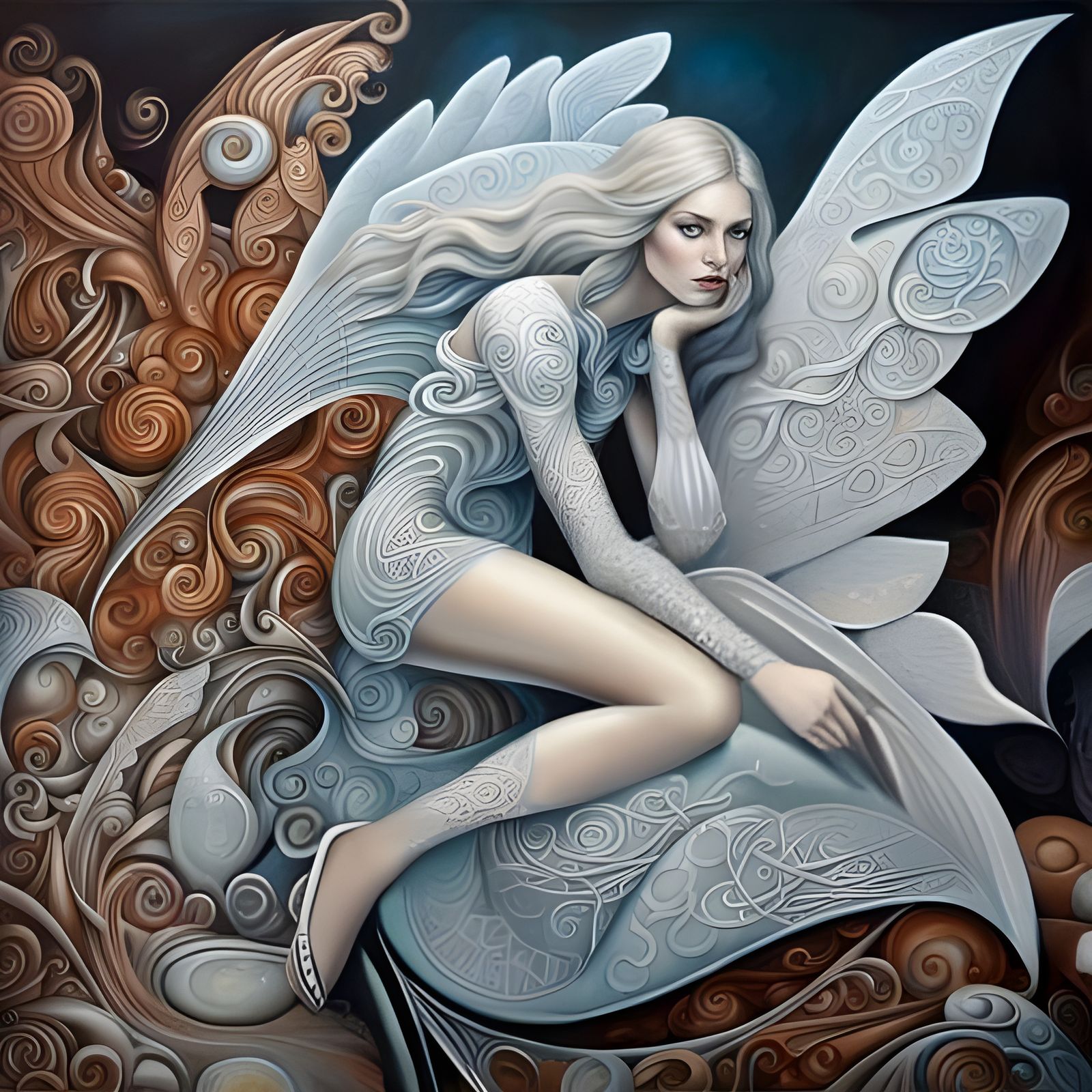 Beautiful Woman, Full Body Portrait in Pale Colours