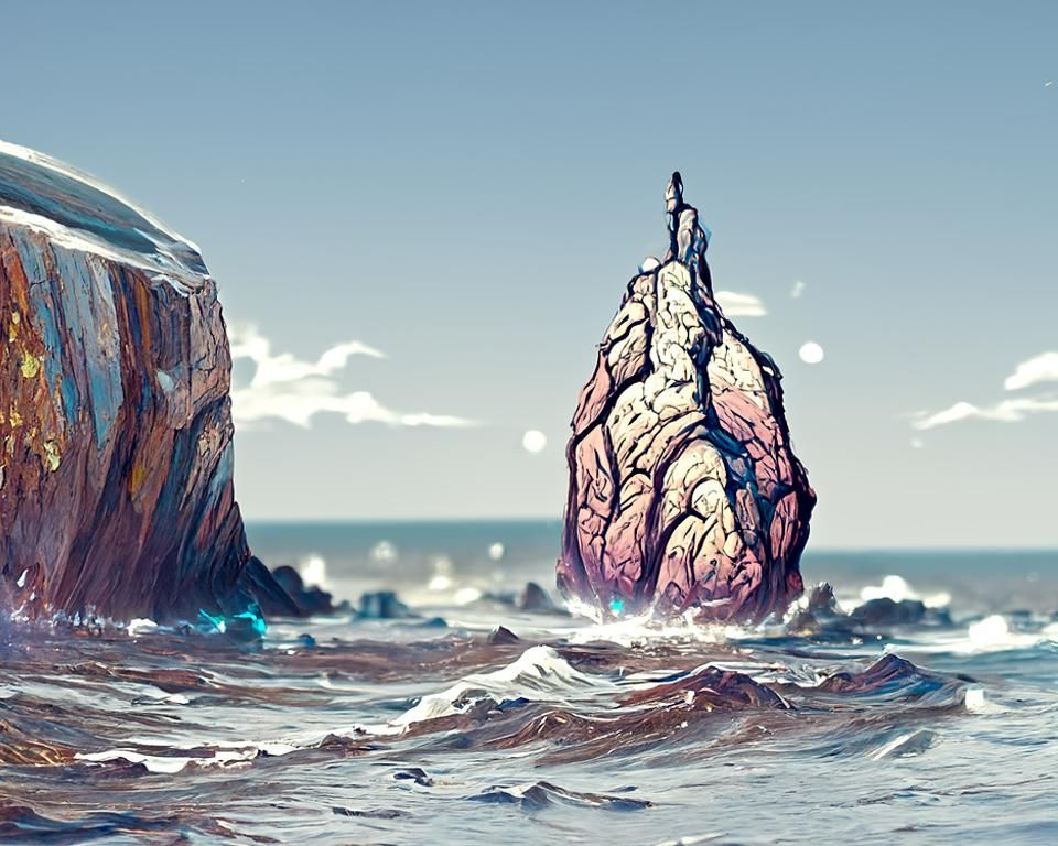 Ocean Rock: A Surreal Digital Artwork