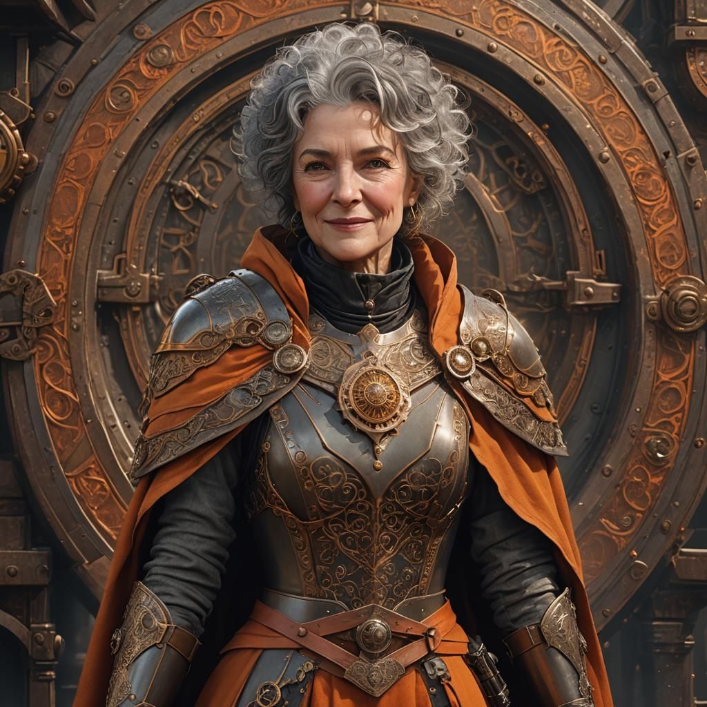 Steampunk Woman with Copper Armor, Detailed Digital Art