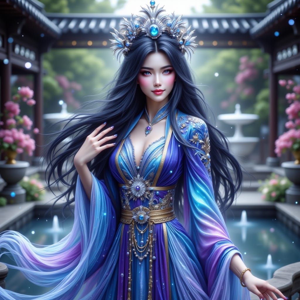 Elegant Chinese Empress in 3D Anime Style