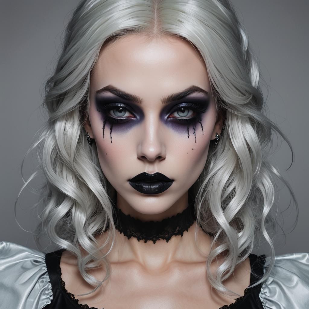 Hyperrealistic Gothic Rogue with Neon Hair