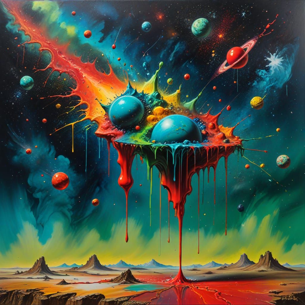 Surreal Melting Crayons Descend From Outer Space