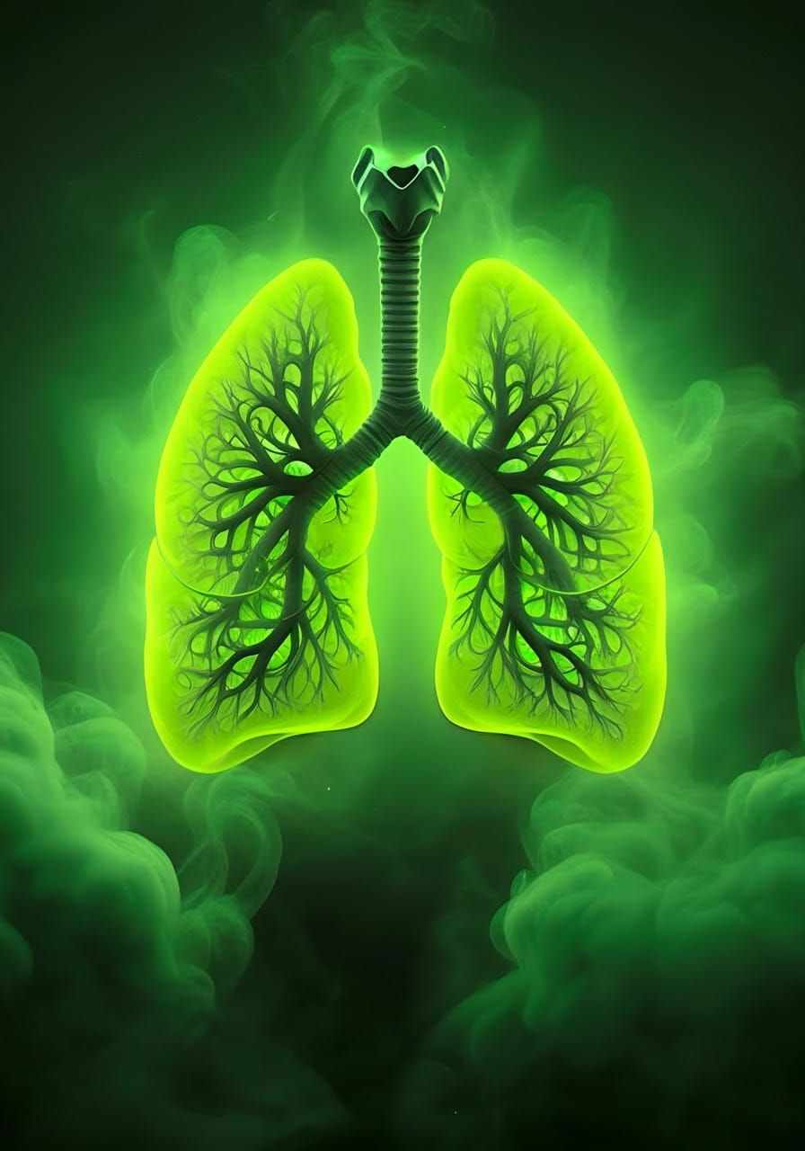 Ethereal Lungs Formed from Vibrant Green Mist