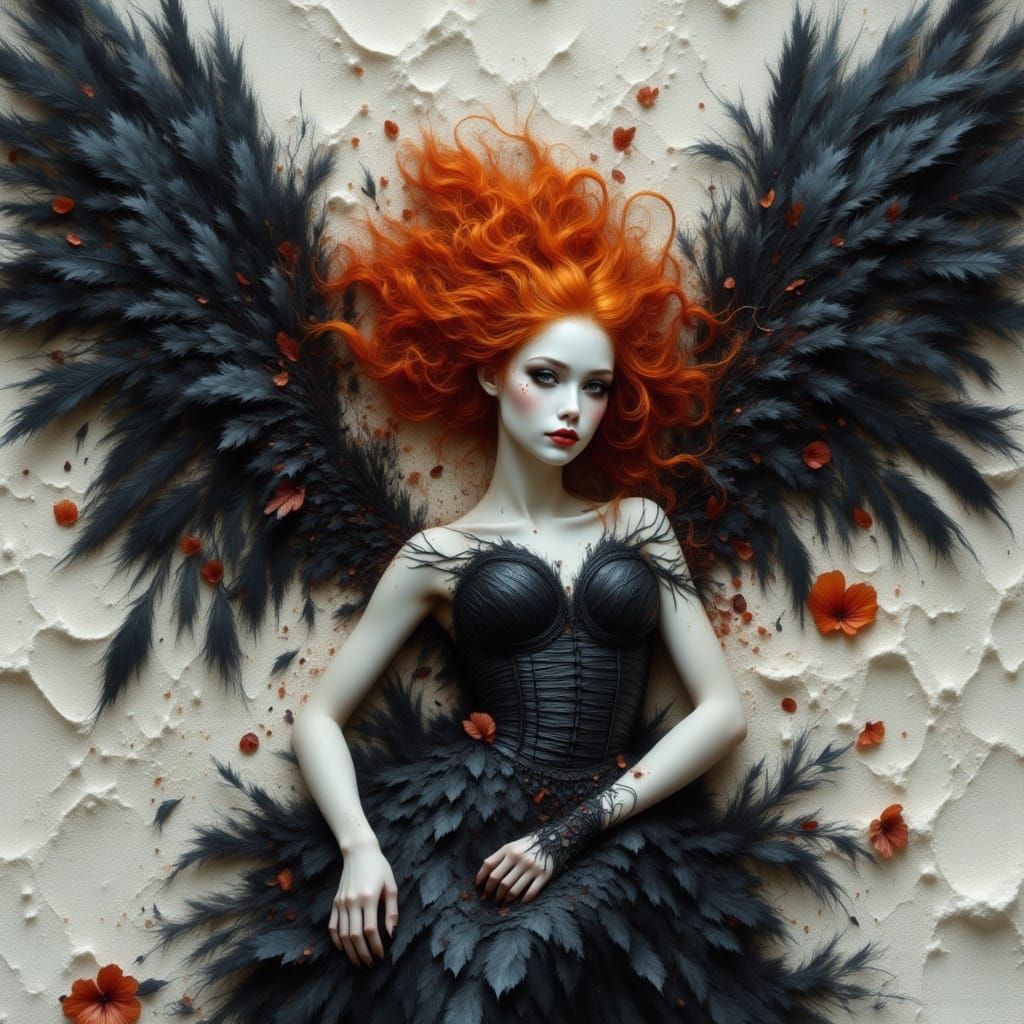 Vampire Fallen Angel in Ash Thorp Style