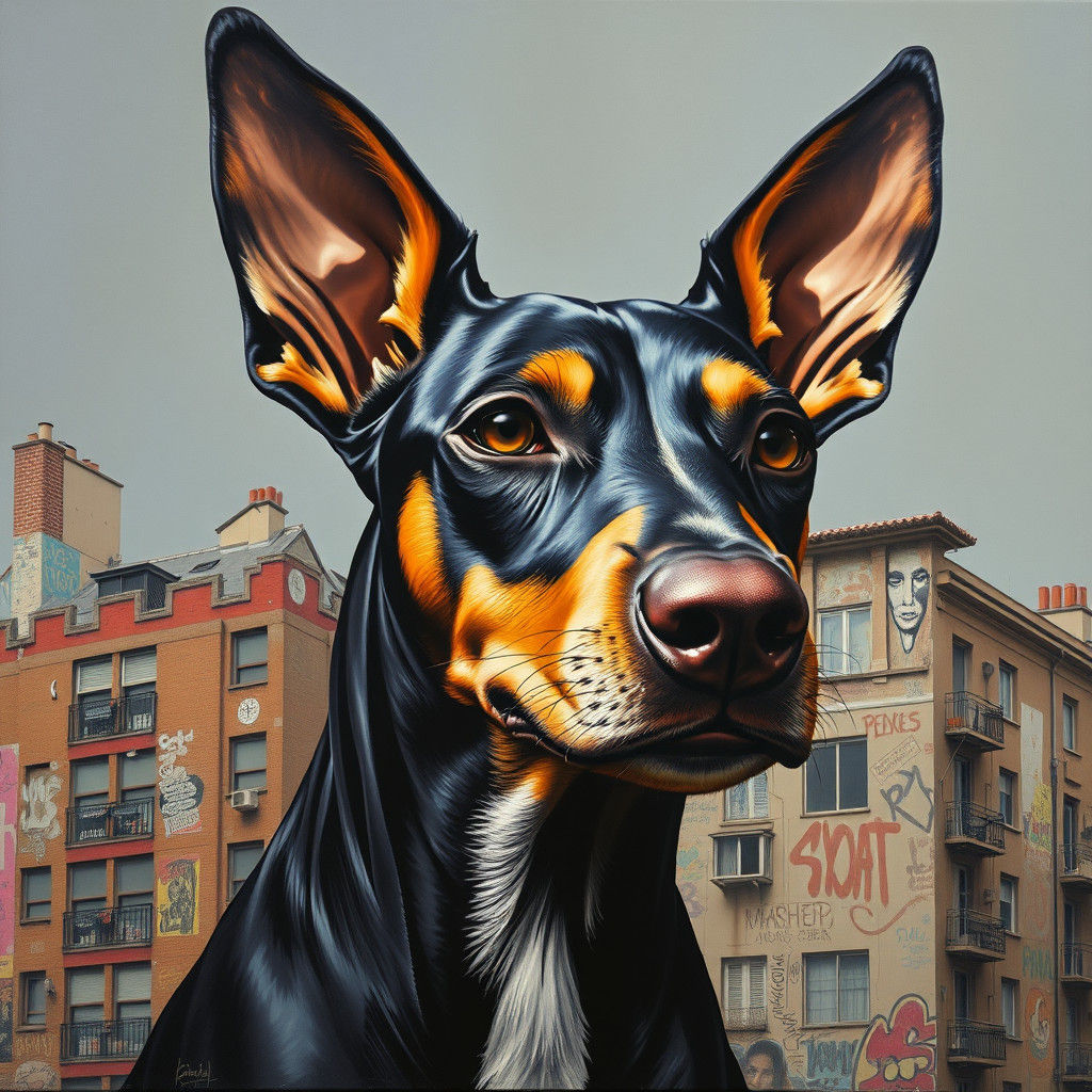 Pinscher Dog in Urban Art Style