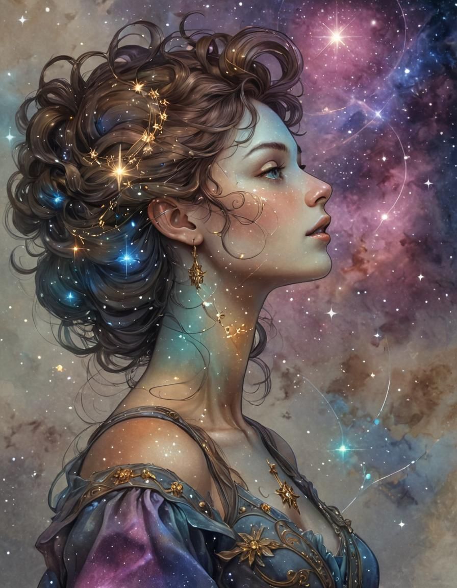 Illuminated Constellation in Art Nouveau Baroque Rococo Styl...